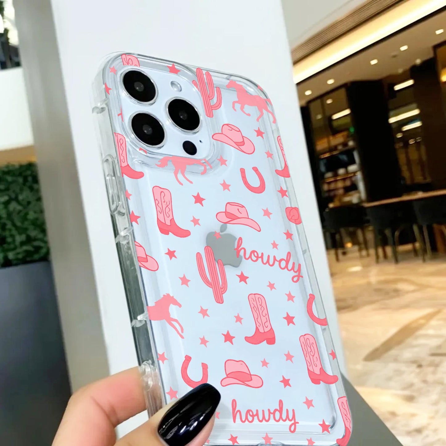 Howdy Western Cowgirl Hat Boot Cactus Clear Phone Case for iPhone 17 16 15 14 13 12 11 11 Pro Max Mini 7 8 XR X XR Wallet Shockproof Cover