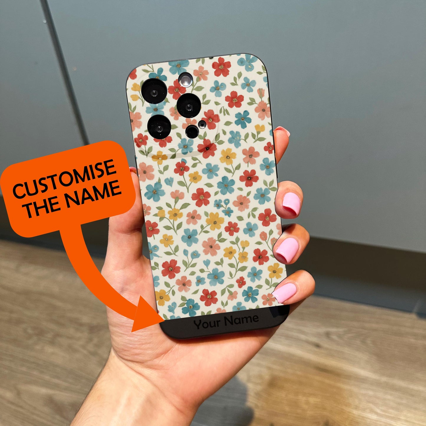 Micro Floral Ditsy Print Phone Case for iPhone 17 16 15 14 13 12 11 11 Pro Max Mini 7 8 XR XS X Shockproof Phone Cover Custom Name