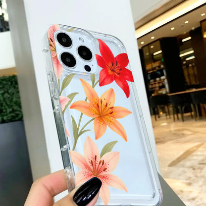 Hibiscus Lily Flower Pattern Clear Phone Case for iPhone 17 16 15 14 13 12 11 11 Pro Max Mini 7 8 XR XS X Wallet Shockproof Cover
