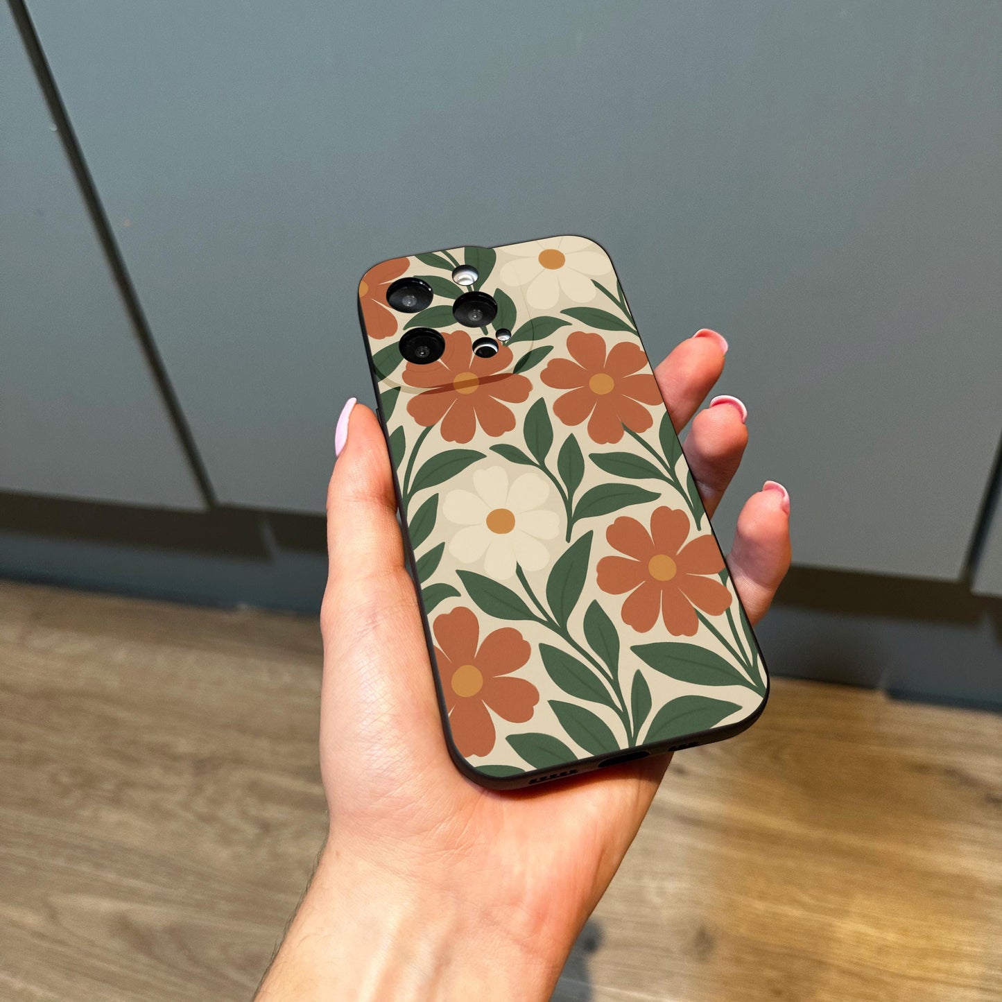 Retro Abstract Floral Print Pattern Phone Case for iPhone 17 16 15 14 13 12 11 Pro Max Mini 7 8 XR XS X Shockproof Phone Cover Custom Name