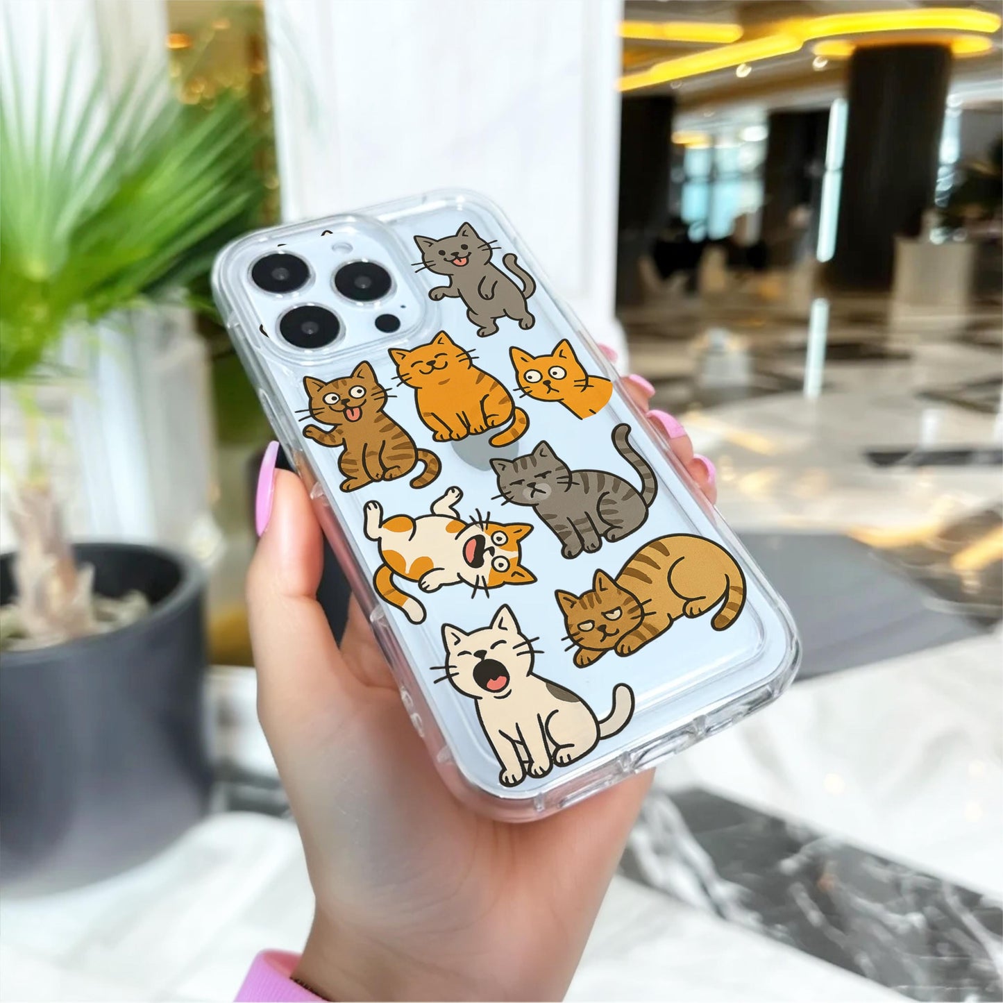 Funny Cat Clear Phone Case for iPhone 16 15 14 13 12 11 11 Pro Max Mini 7 8 XR XS X Wallet Shockproof Cover