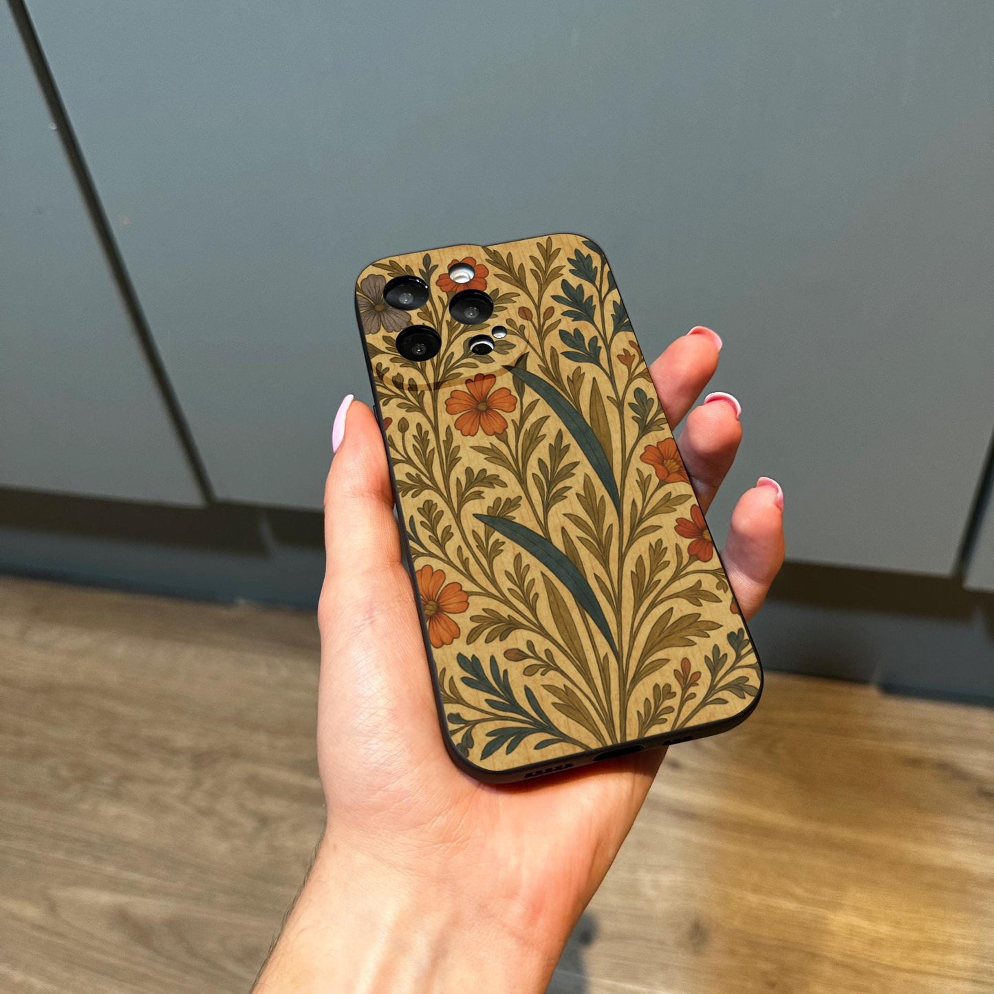 Dark Aesthetic Wildflower Phone Case for iPhone 17 16 15 14 13 12 11 11 Pro Max Mini 7 8 XR XS X Shockproof Phone Cover with Custom Name