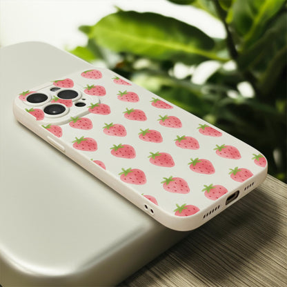 Watercolour Summer Strawberries Beige Phone Case for iPhone 17 16 15 14 13 12 11 11 Pro Max Mini 7 8 XR X Shockproof Phone Cover Custom Name