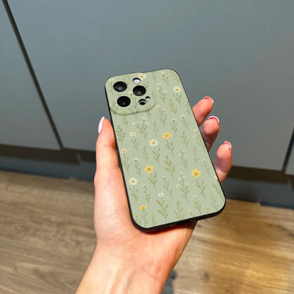 Green Wild Flower Floral Phone Case for iPhone 17 16 15 14 13 12 11 11 Pro Max Mini 7 8 XR XS X Shockproof Phone Cover