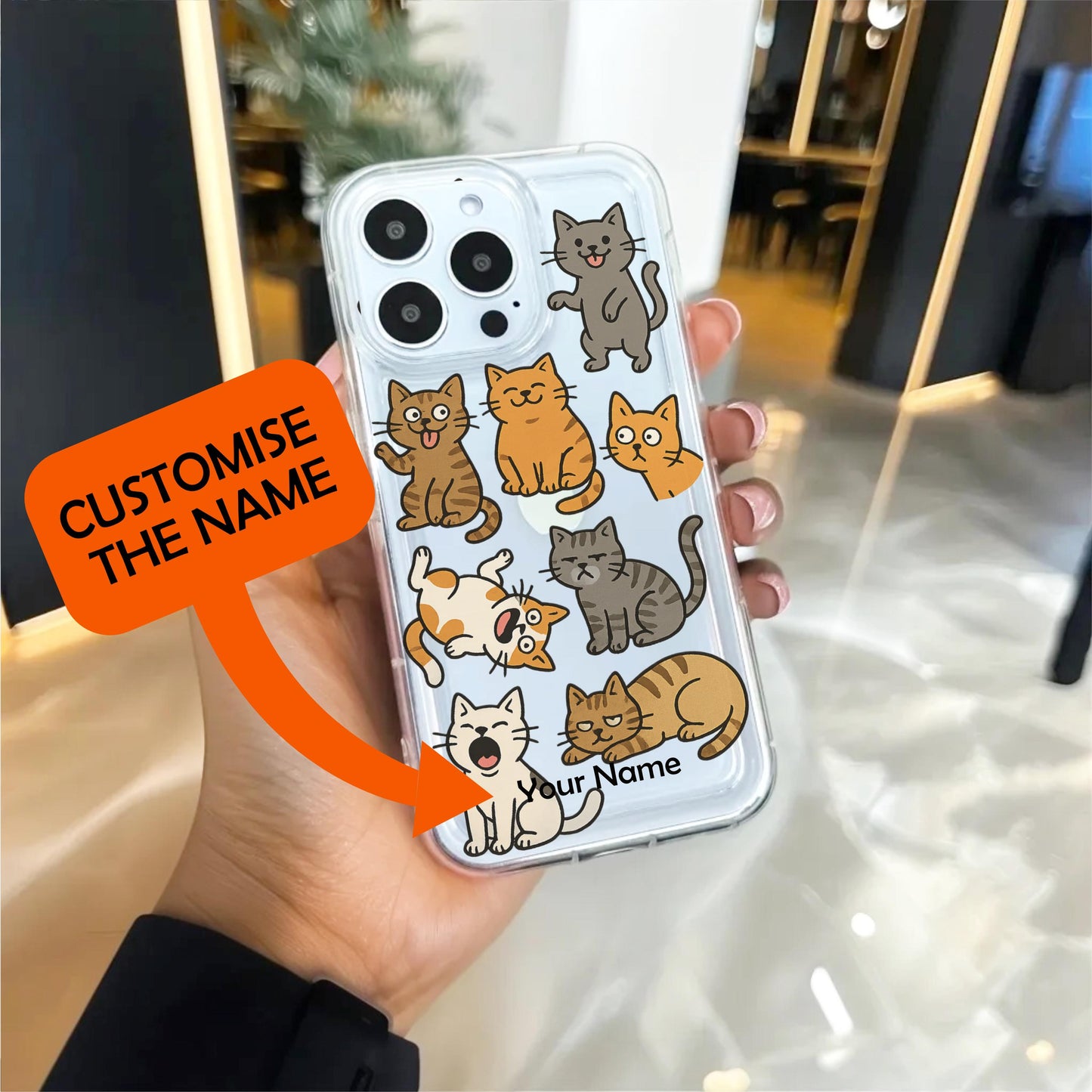 Funny Cat Clear Phone Case for iPhone 16 15 14 13 12 11 11 Pro Max Mini 7 8 XR XS X Wallet Shockproof Cover