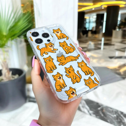 Funny Cat Clear Phone Case for iPhone 16 15 14 13 12 11 11 Pro Max Mini 7 8 XR XS X Wallet Shockproof Cover