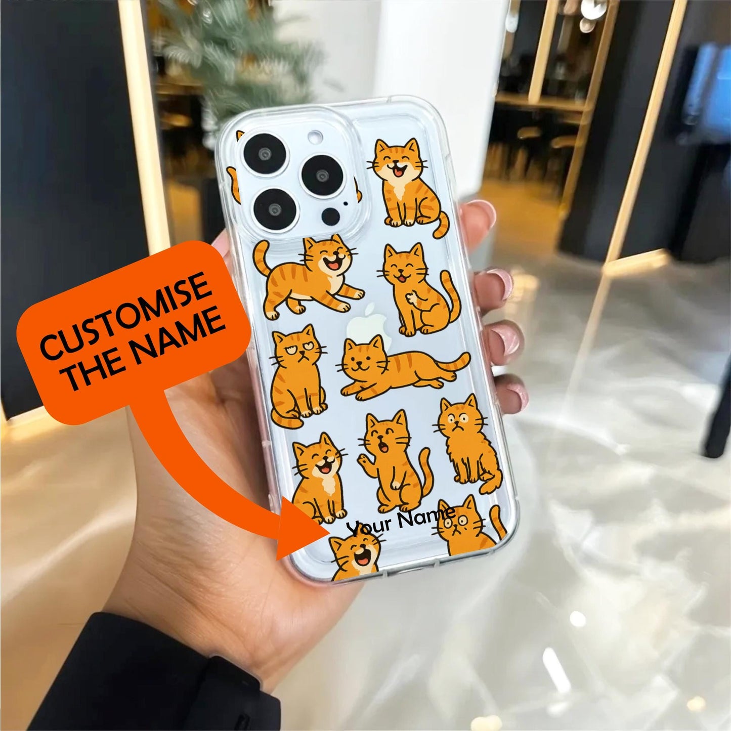Funny Cat Clear Phone Case for iPhone 16 15 14 13 12 11 11 Pro Max Mini 7 8 XR XS X Wallet Shockproof Cover