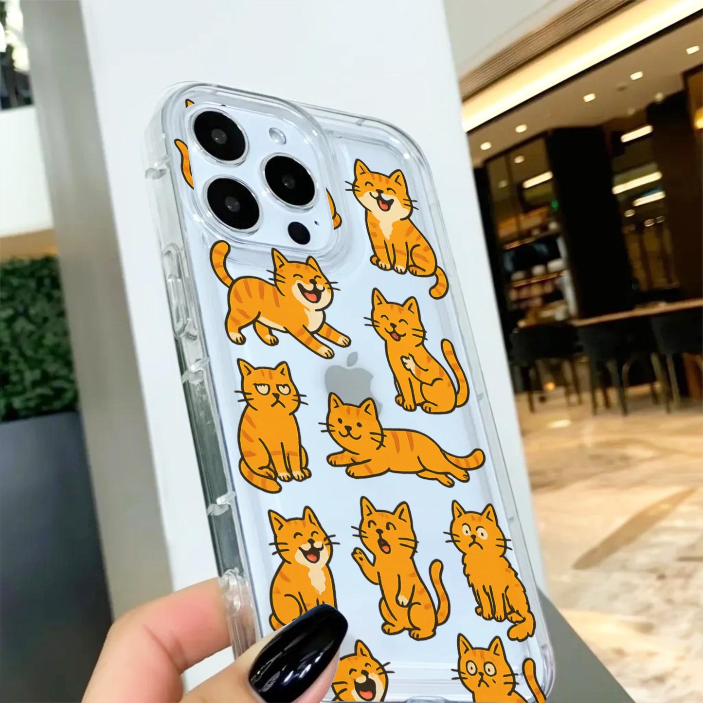 Funny Cat Clear Phone Case for iPhone 16 15 14 13 12 11 11 Pro Max Mini 7 8 XR XS X Wallet Shockproof Cover