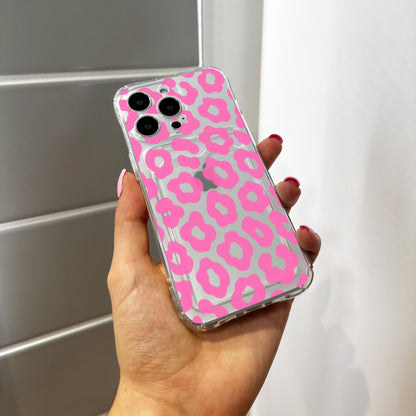 Pink Leopard Print Pattern Clear Card Holder Phone Case for iPhone 1 16 15 14 13 12 11 11 Pro Max Mini 7 Wallet Shockproof Phone Cover
