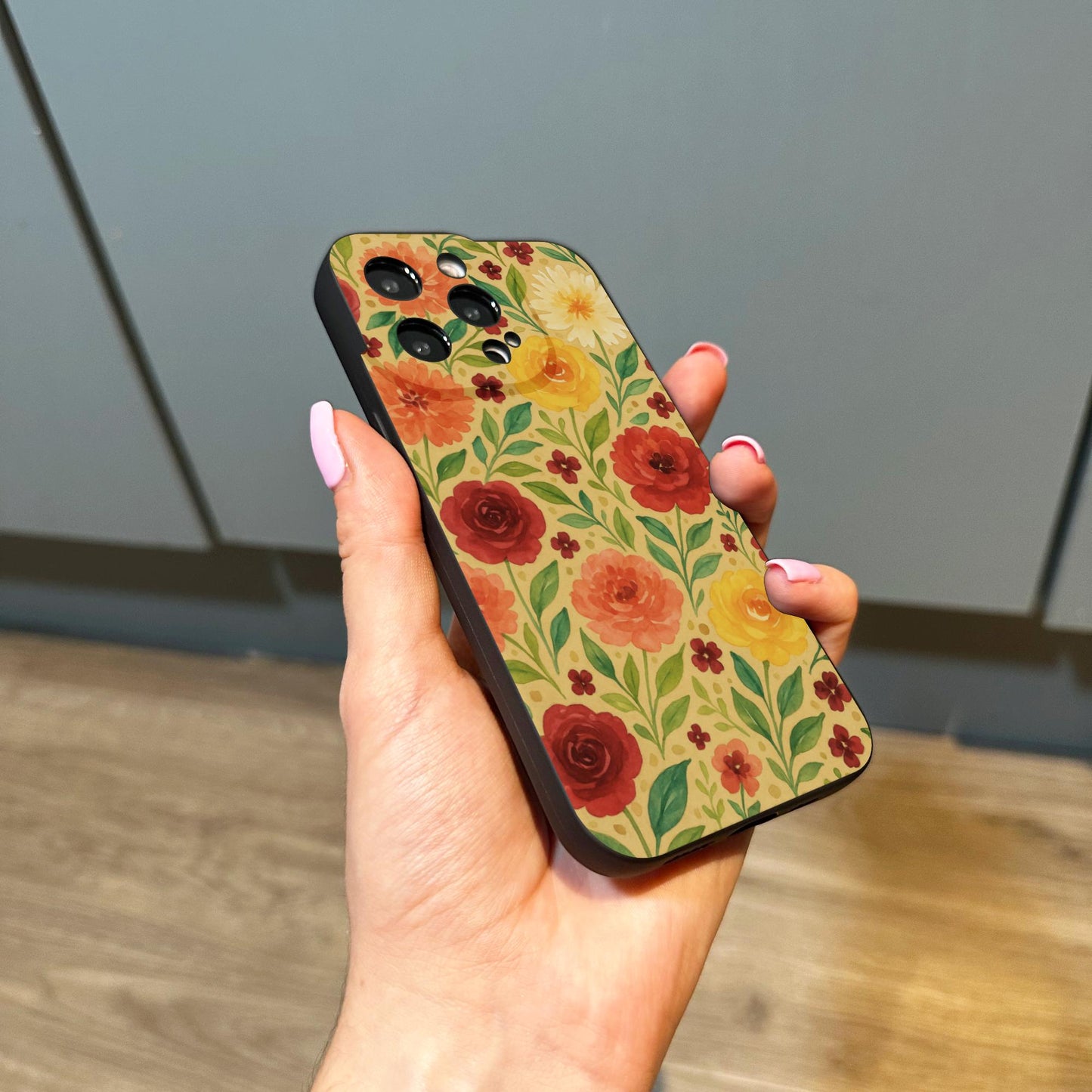 Pretty Watercolour Flowers Phone Case for iPhone 17 16 15 14 13 12 11 11 Pro Max Mini 7 8 XR XS X Shockproof Phone Cover with Custom Name