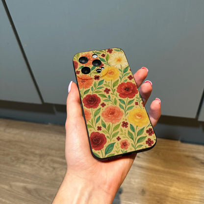 Pretty Watercolour Flowers Phone Case for iPhone 17 16 15 14 13 12 11 11 Pro Max Mini 7 8 XR XS X Shockproof Phone Cover with Custom Name