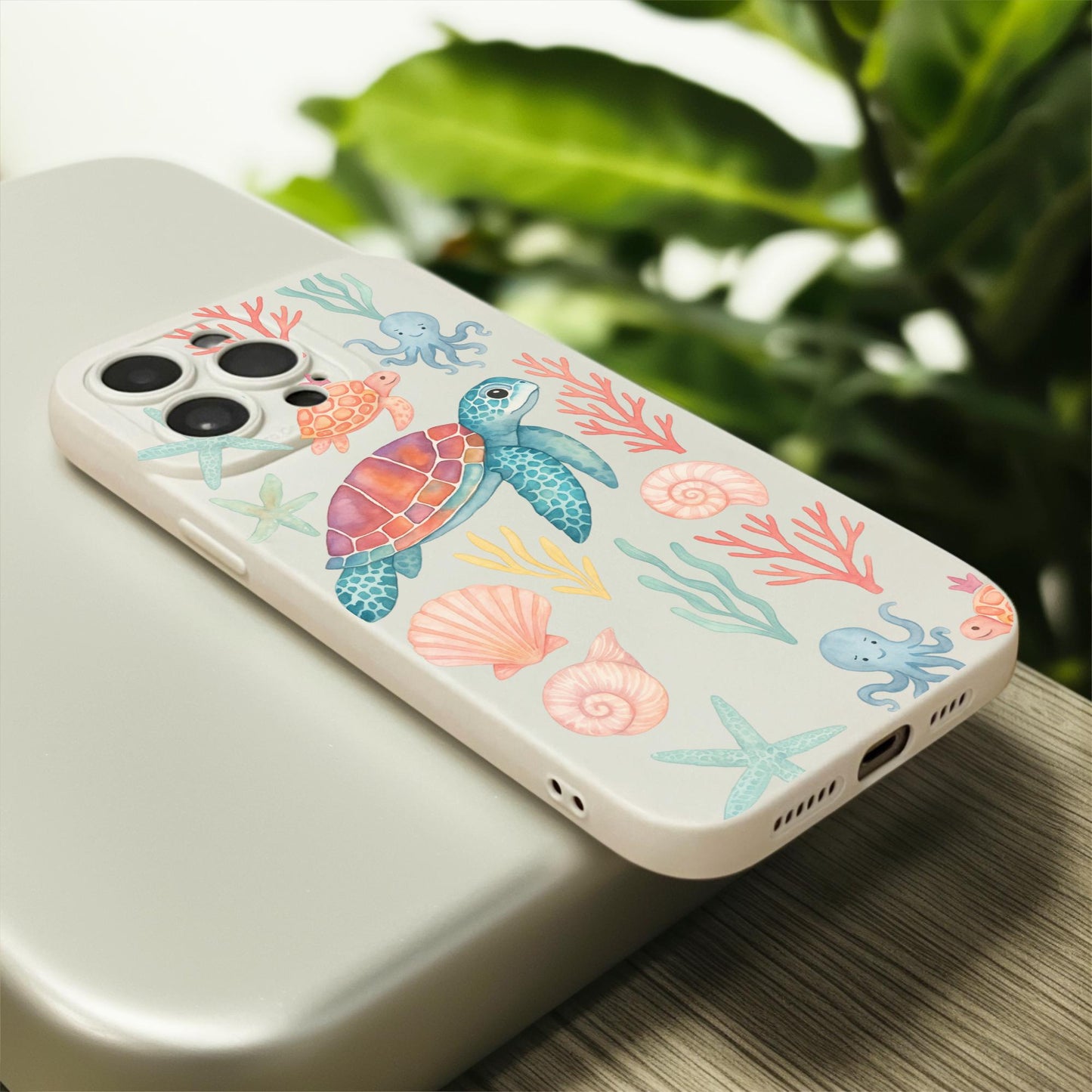 Turtle Shell Sea Life Starfish Beige Phone Case for iPhone 17 16 15 14 13 12 11 11 Pro Max Mini 7 8 XR X Shockproof Phone Cover Custom Name