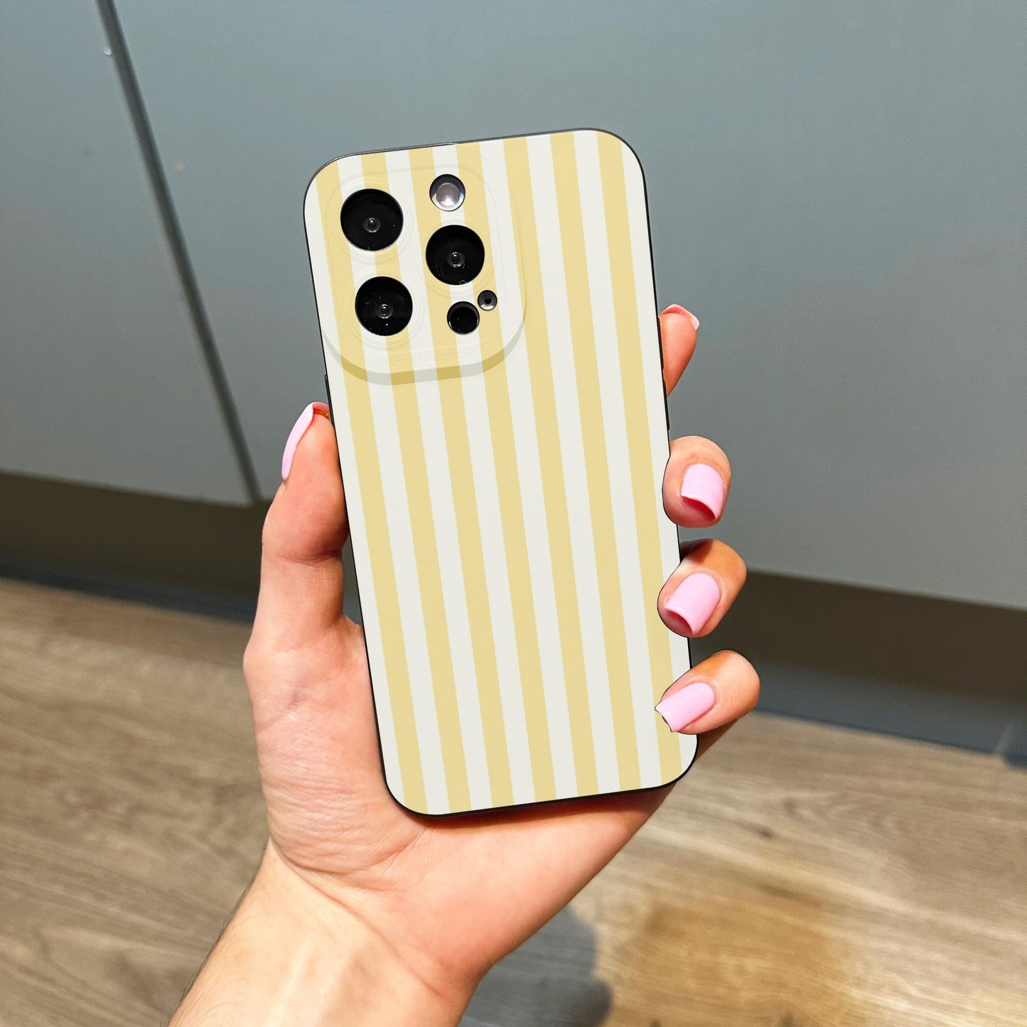 Yellow Striped Print Pattern Phone Case for iPhone 17 16 15 14 13 12 11 11 Pro Max Mini 7 8 XR XS X Shockproof Phone Cover Custom Name
