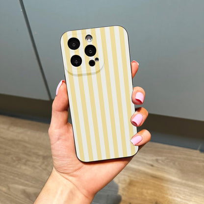 Yellow Striped Print Pattern Phone Case for iPhone 17 16 15 14 13 12 11 11 Pro Max Mini 7 8 XR XS X Shockproof Phone Cover Custom Name