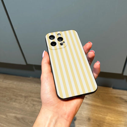 Yellow Striped Print Pattern Phone Case for iPhone 17 16 15 14 13 12 11 11 Pro Max Mini 7 8 XR XS X Shockproof Phone Cover Custom Name