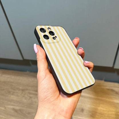 Yellow Striped Print Pattern Phone Case for iPhone 17 16 15 14 13 12 11 11 Pro Max Mini 7 8 XR XS X Shockproof Phone Cover Custom Name