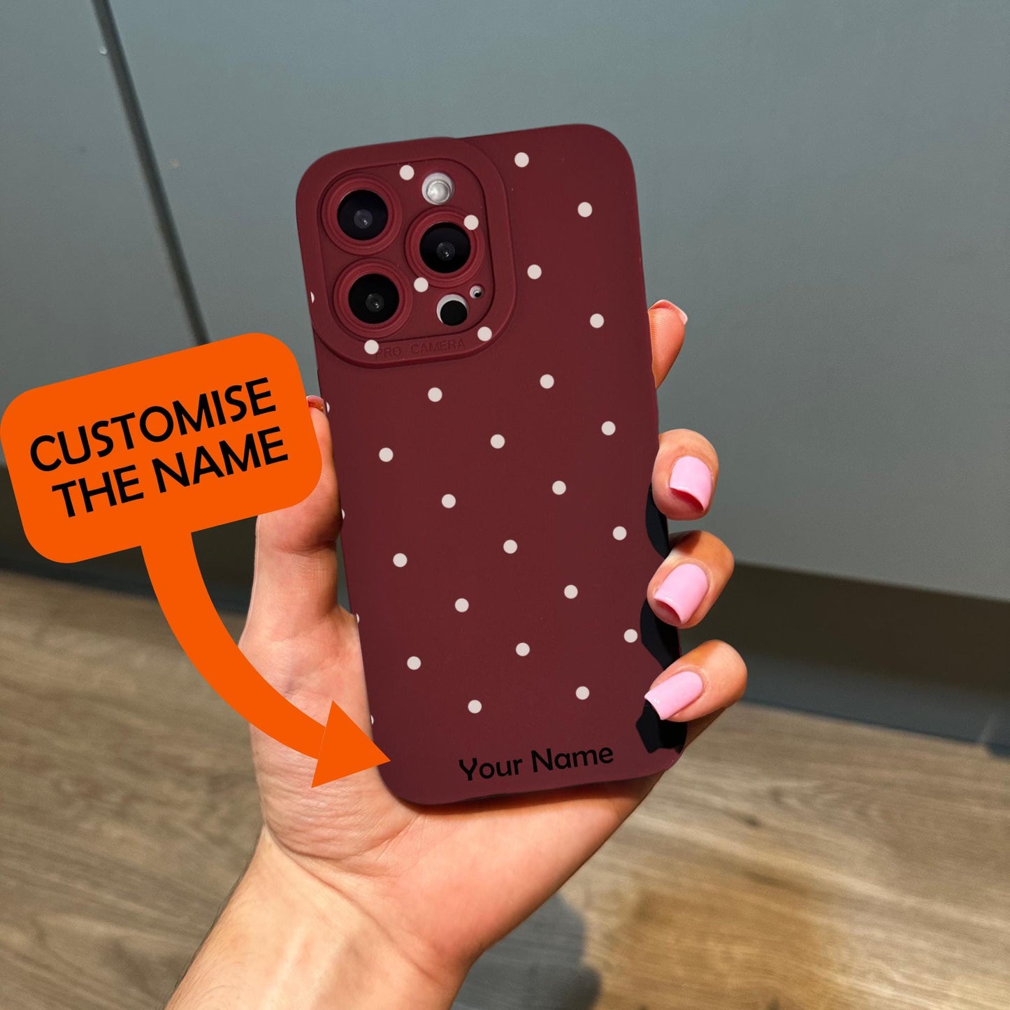 Polka Dot Pattern Burgundy Phone Case for iPhone 17 16 15 14 13 12 11 11 Pro Max Mini 7 8 XR XS X Shockproof Phone Cover Custom