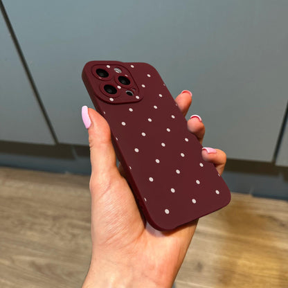 Polka Dot Pattern Burgundy Phone Case for iPhone 17 16 15 14 13 12 11 11 Pro Max Mini 7 8 XR XS X Shockproof Phone Cover Custom