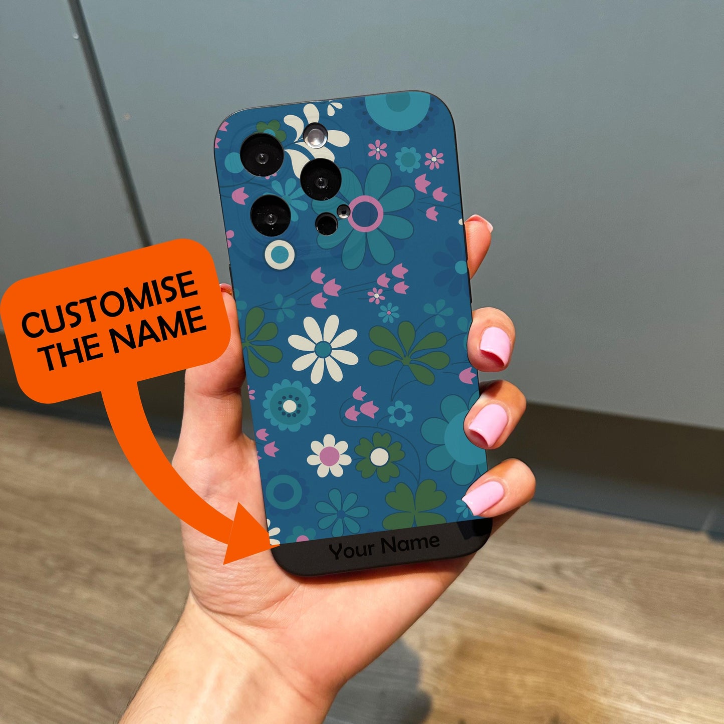 Retro Funky Blue Teal Phone Case for iPhone 16 15 14 13 12 11 11 Pro Max Mini 7 8 XR XS X Shockproof Phone Cover Custom Name