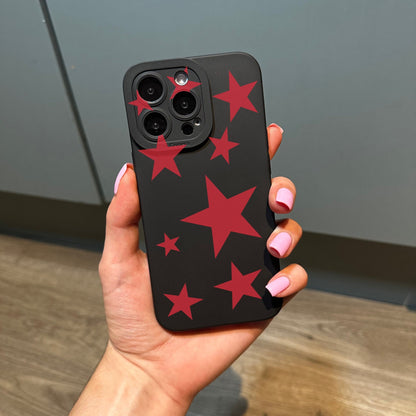Red Star Black Phone Case for iPhone 17 16 15 14 13 12 11 11 Pro Max Mini 7 8 XR XS X Shockproof Phone Cover with Customised Name