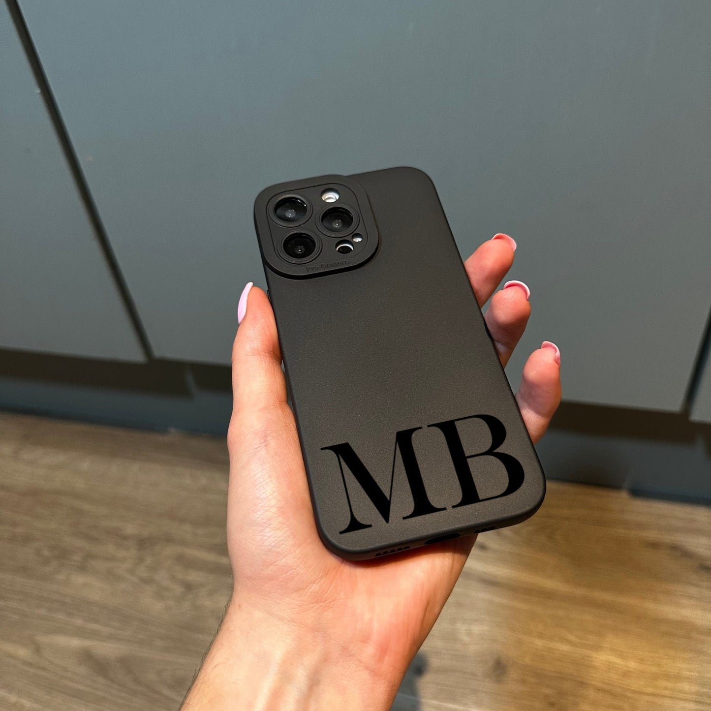 Personalised Large Initial Black Phone Case for iPhone 17 16 15 14 13 12 11 Pro Max Mini 7 8 XR X Shockproof Phone Cover Monogram Phone Case