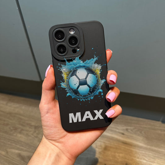 Personalised Football Phone Case for iPhone 17 16 15 14 13 12 11 11 Pro Max Mini 7 8 XR XS X Shockproof Phone Cover With Boys Football