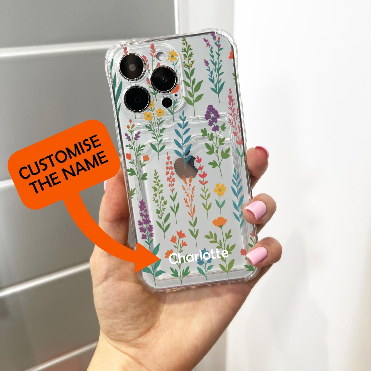 Wild Flower Colourful Pattern Card Holder Phone Case for iPhone 17 16 15 14 13 12 11 11 Pro Max Mini 7 8 XR Wallet Shockproof Phone Cover