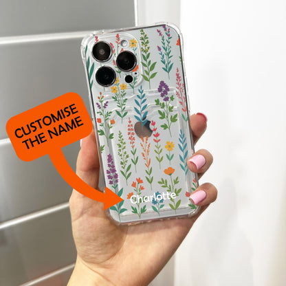 Wild Flower Colourful Pattern Card Holder Phone Case for iPhone 17 16 15 14 13 12 11 11 Pro Max Mini 7 8 XR Wallet Shockproof Phone Cover