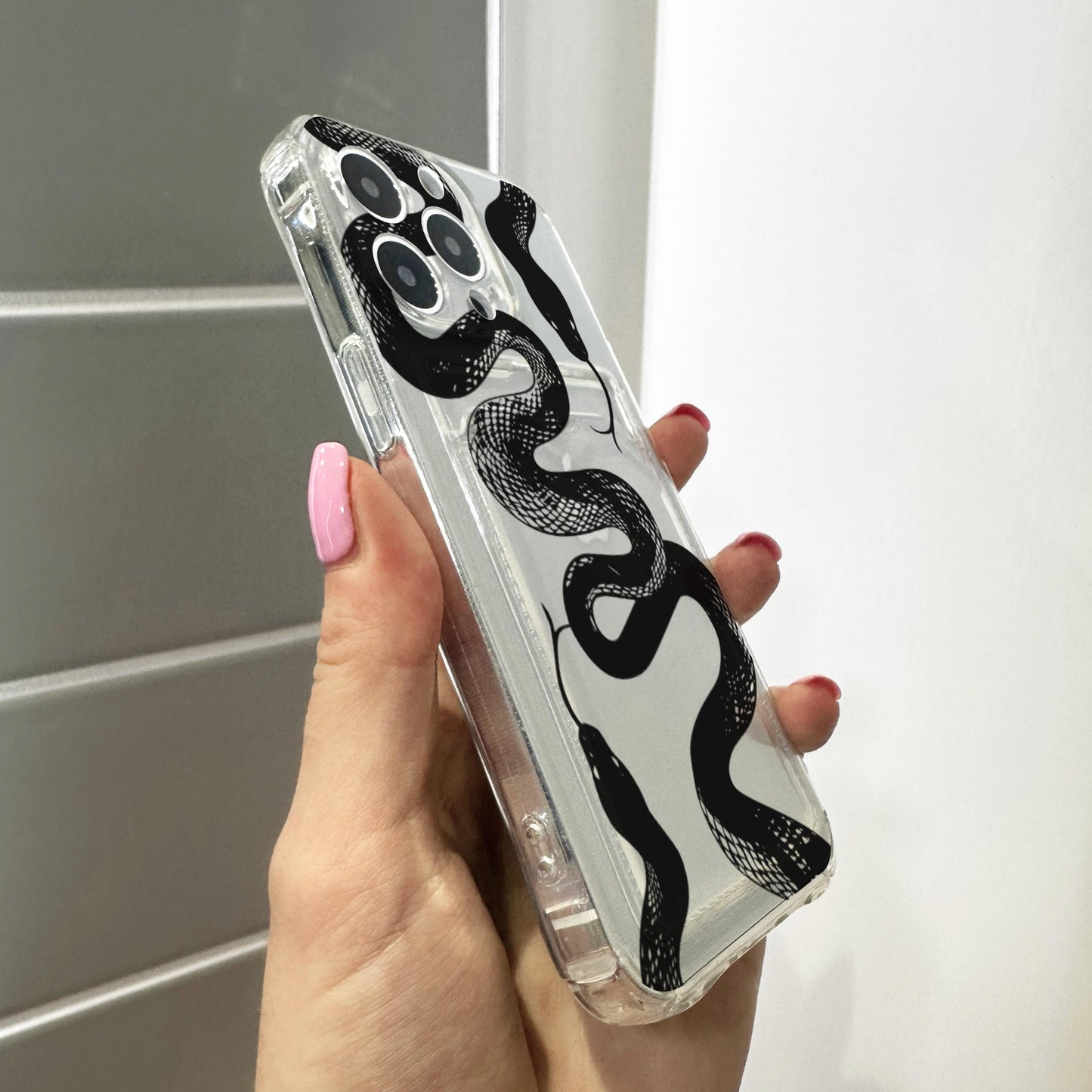 Snake Pattern Card Holder Phone Case for iPhone 17 16 15 14 13 12 11 11 Pro Max Mini 7 8 XR Wallet Shockproof Phone Cover Custom Name