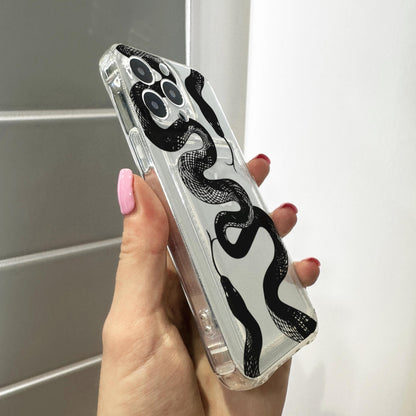 Snake Pattern Card Holder Phone Case for iPhone 17 16 15 14 13 12 11 11 Pro Max Mini 7 8 XR Wallet Shockproof Phone Cover Custom Name