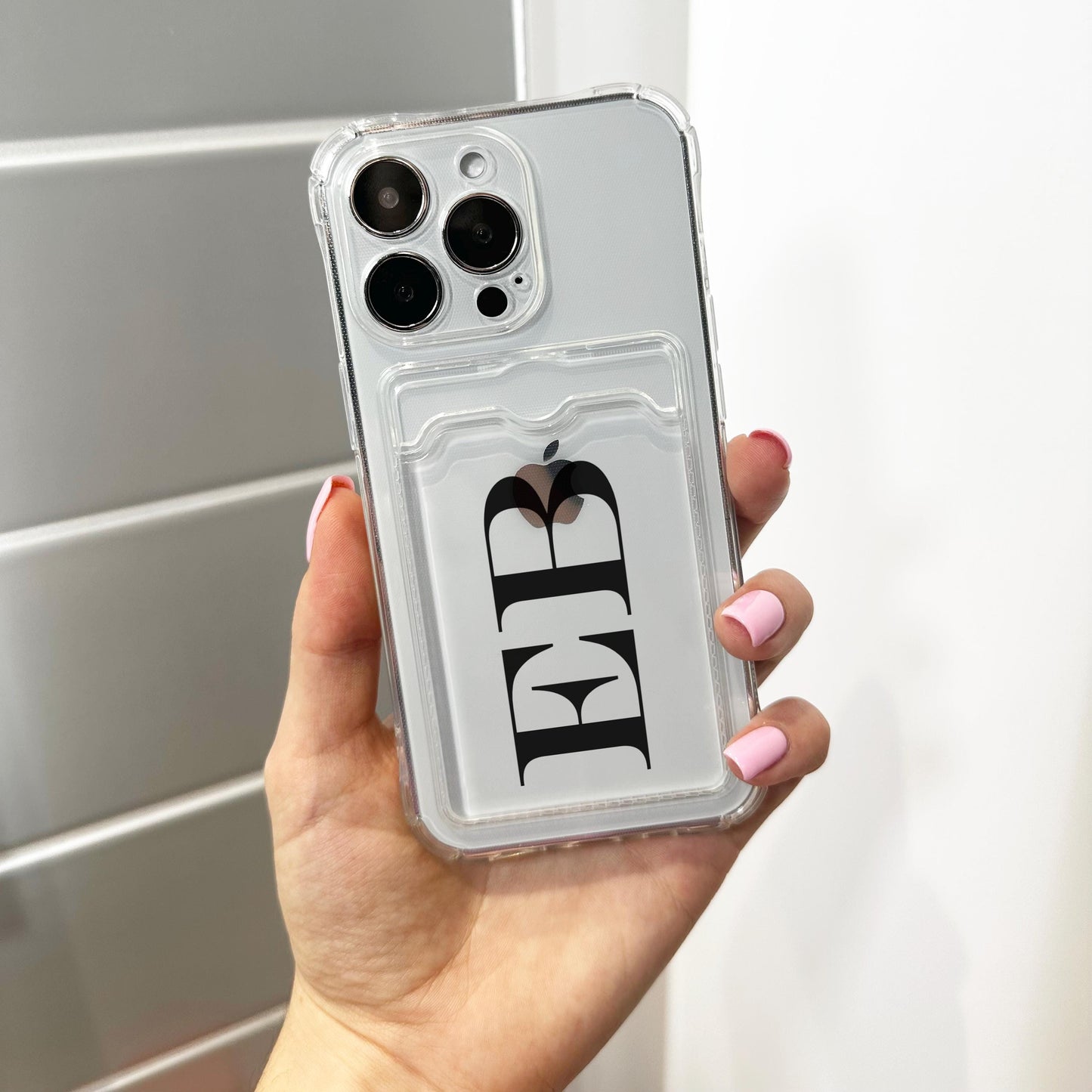 Personalised Large Initial Card Holder Phone Case for iPhone 17 16 15 14 13 12 11 11 Pro Max Mini 7 8 XR XS X Shockproof Monogram Phone Case