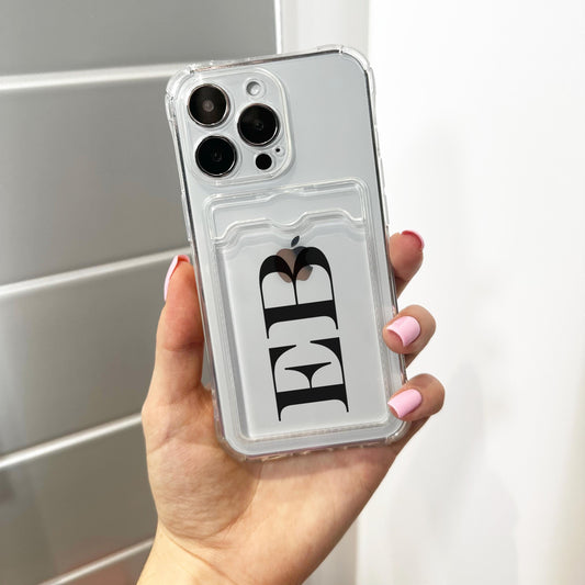 Personalised Large Initial Card Holder Phone Case for iPhone 17 16 15 14 13 12 11 11 Pro Max Mini 7 8 XR XS X Shockproof Monogram Phone Case