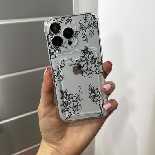 Floral Cute Card Holder Phone Case for iPhone 17 16 15 14 13 12 11 11 Pro Max Mini 7 8 XR XS X Wallet Shockproof Phone Cover Customised Name