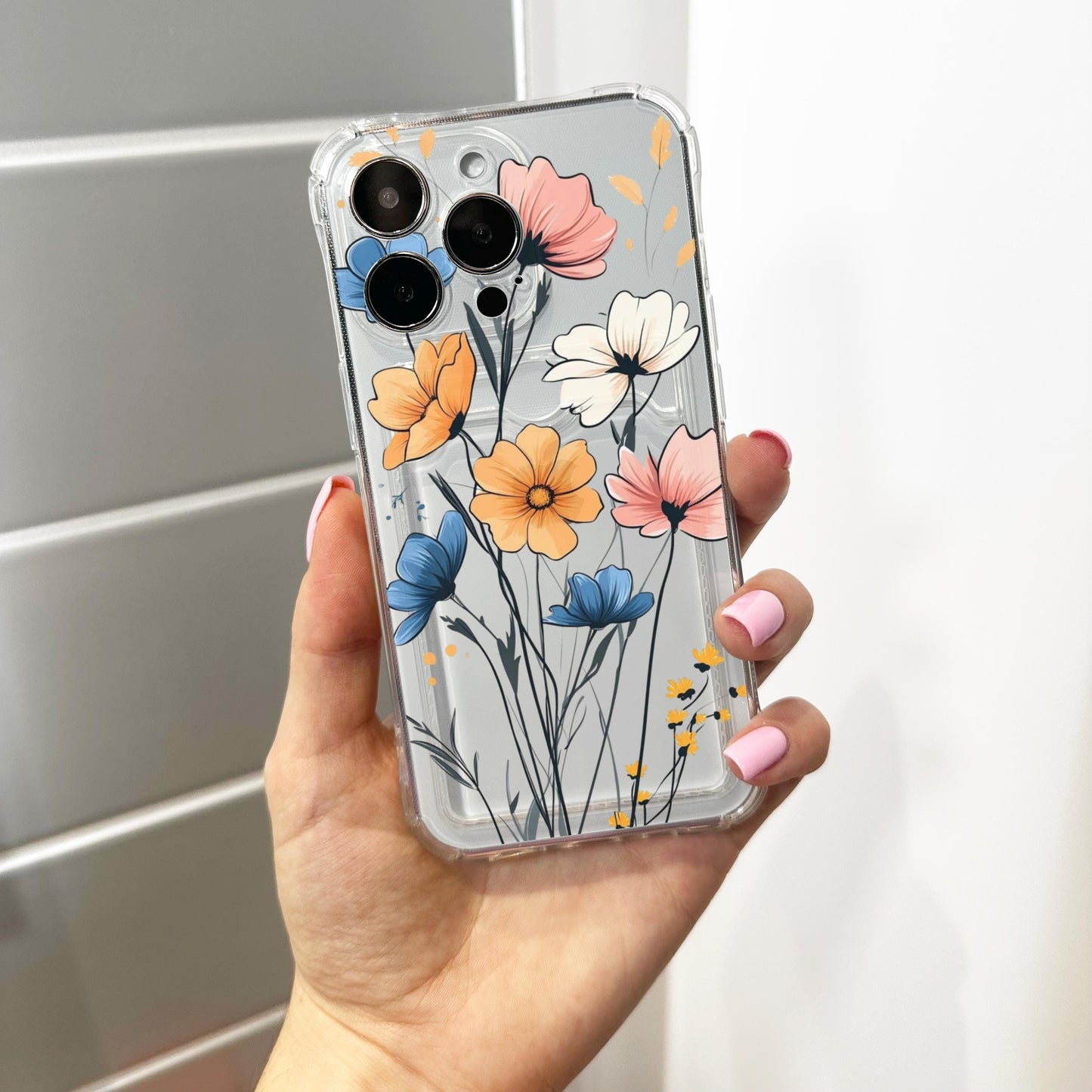 Floral Cute Card Holder Phone Case for iPhone 17 16 15 14 13 12 11 11 Pro Max Mini 7 8 XR XS X Wallet Shockproof Phone Cove Custom Name