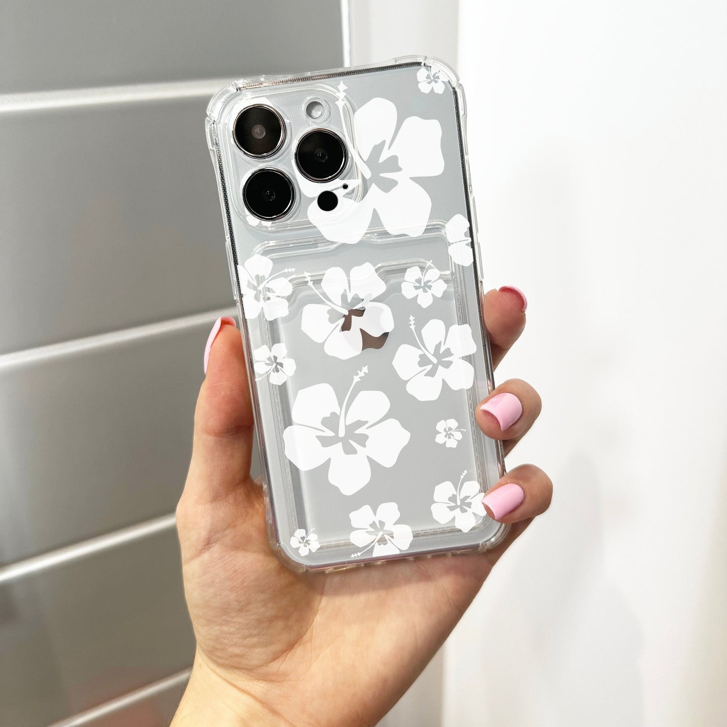 Hawaiian Aloha Flowers Card Holder Phone Case for iPhone 17 16 15 14 13 12 11 11 Pro Max Mini 7 8 Wallet Shockproof Phone Cover Custom Name