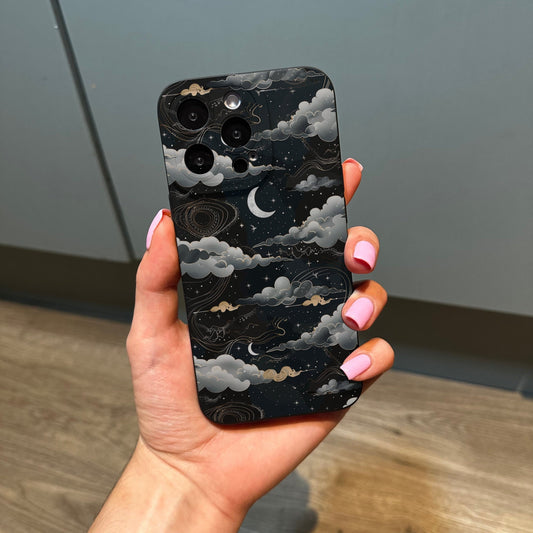 Black Night Cloud Phone Case for iPhone 17 16 15 14 13 12 11 11 Pro Max Mini 7 8 XR XS X Shockproof Phone Cover with Customised Name