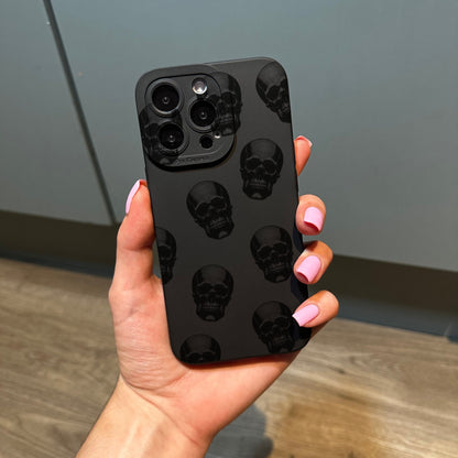 Skull Gothic Black Phone Case for iPhone 17 16 15 14 13 12 11 11 Pro Max Mini 7 8 XR XS X Shockproof Phone Cover with Customised Name