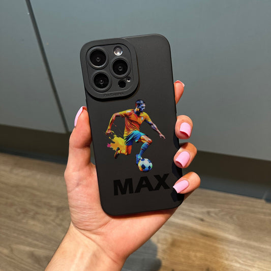 Personalised Football Phone Case for iPhone 17 16 15 14 13 12 11 11 Pro Max Mini 7 8 XR XS X Shockproof Phone Cover With Boys Football