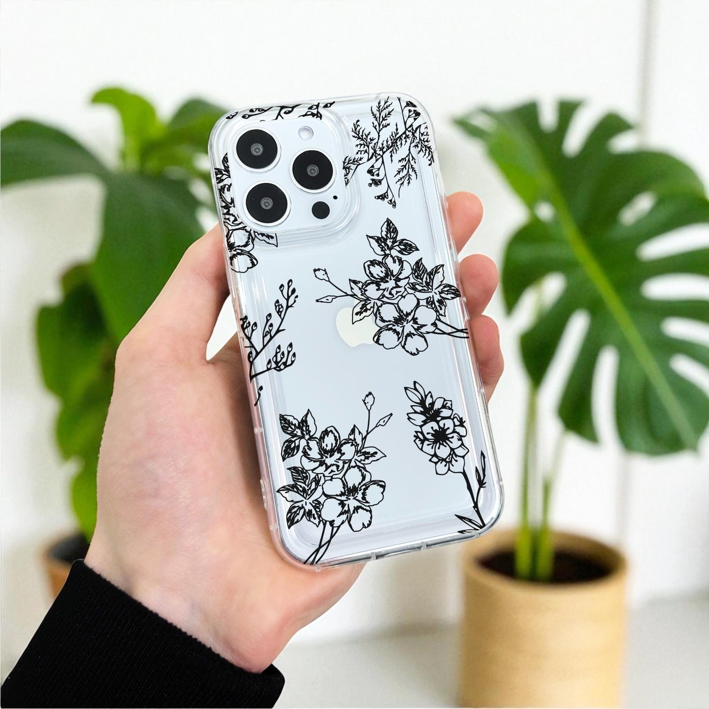 Floral Cute Lavender Clear Phone Case for iPhone 17 16 15 14 13 12 11 11 Pro Max Mini 7 8 XR X Shockproof Slim Phone Cover with Custom Name