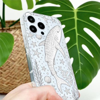White Whale Pattern Clear Phone Case for iPhone 17 16 15 14 13 12 11 11 Pro Max Mini 7 8 XR X Shockproof Slim Phone Cover with Custom Name