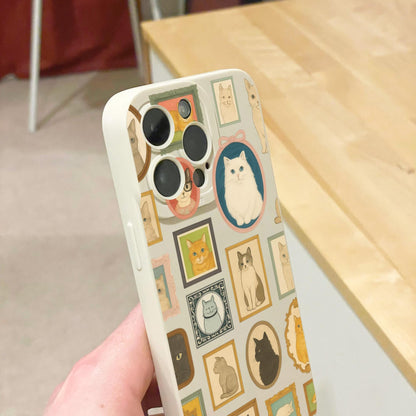 Cute Circus Cat Clown Kitten Beige Phone Case for iPhone 17 16 15 14 13 12 11 11 Pro Max Mini 7 8 XR XS X Shockproof Phone Cover Custom Name