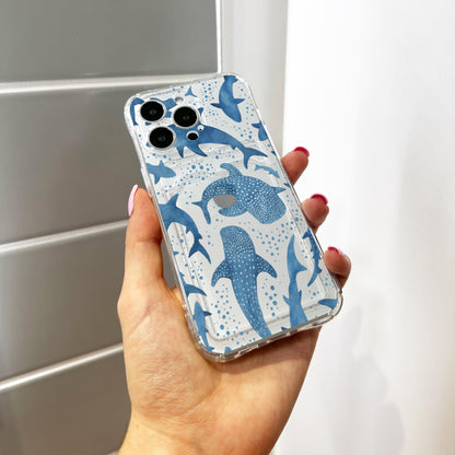 Whale Shark Card Holder Phone Case for iPhone 17 16 15 14 13 12 11 11 Pro Max Mini 7 8 XR XS X Wallet Shockproof Phone Cover Customised Name