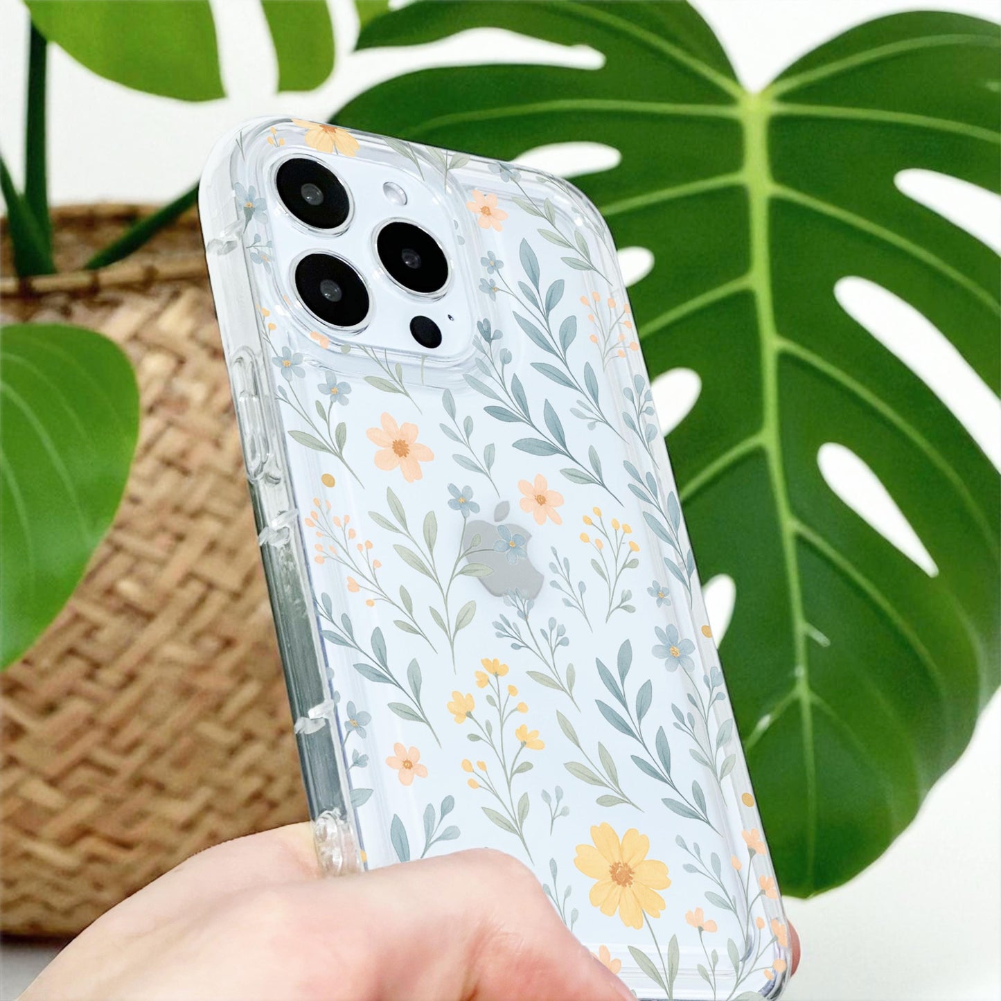Floral Wild Flower Floral Clear Phone Case for iPhone 17 16 15 14 13 12 11 11 Pro Max Mini 7 8 XR XS X Wallet Shockproof Cover
