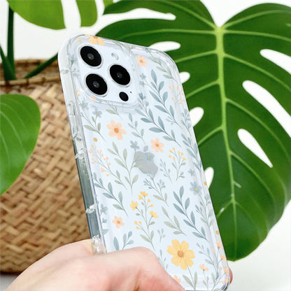 Floral Wild Flower Floral Clear Phone Case for iPhone 17 16 15 14 13 12 11 11 Pro Max Mini 7 8 XR XS X Wallet Shockproof Cover