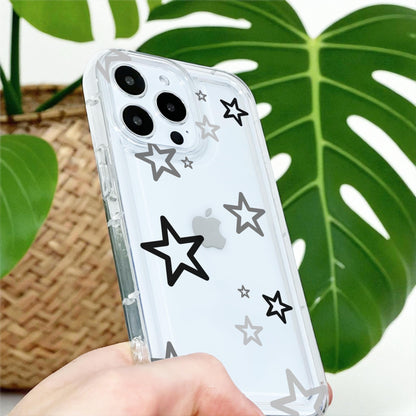 Grey Black Silver Star Clear Phone Case for iPhone 17 16 15 14 13 12 11 11 Pro Max Mini 7 8 XR XS X Shockproof Phone Cover Personalised Name