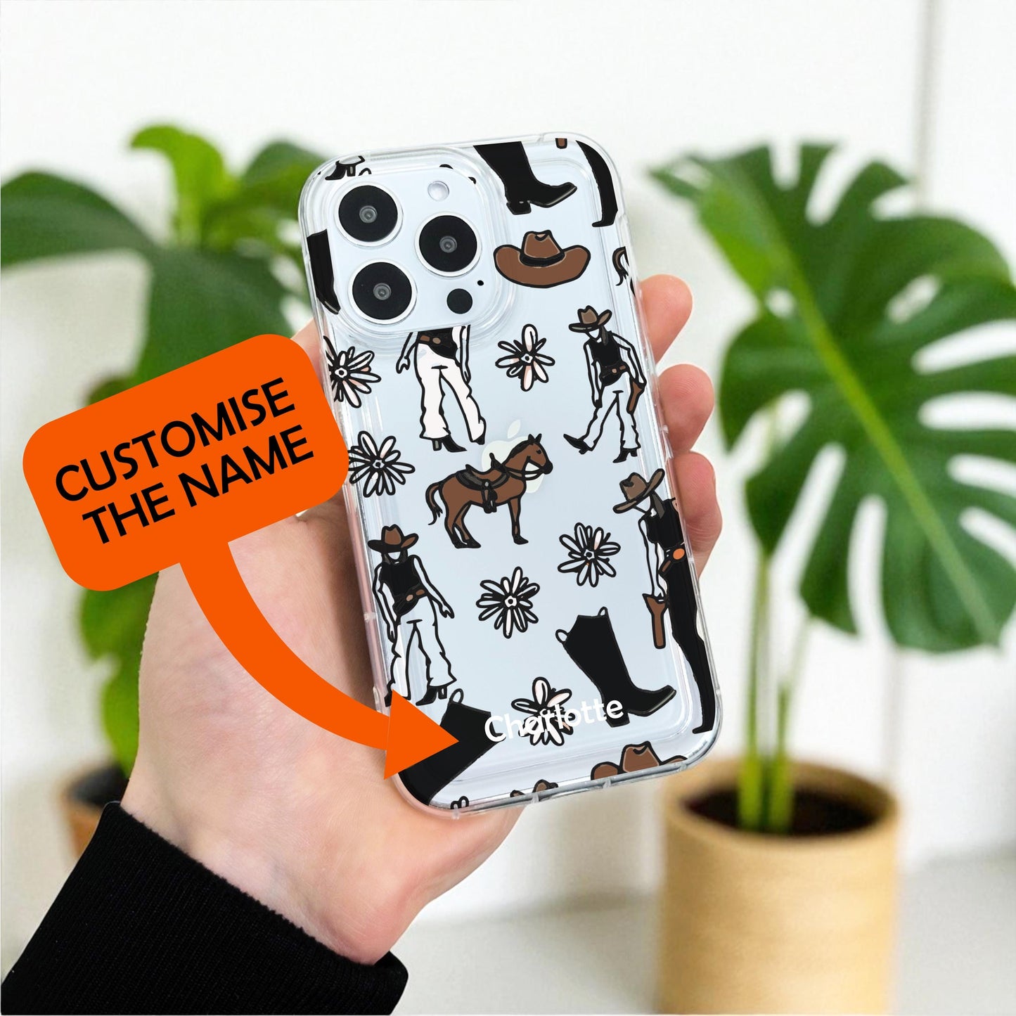 Cowgirl Western Clear Phone Case for iPhone 17 16 15 14 13 12 11 11 Pro Max Mini 7 8 XR XS X Shockproof Silicone Phone Cover Custom Name