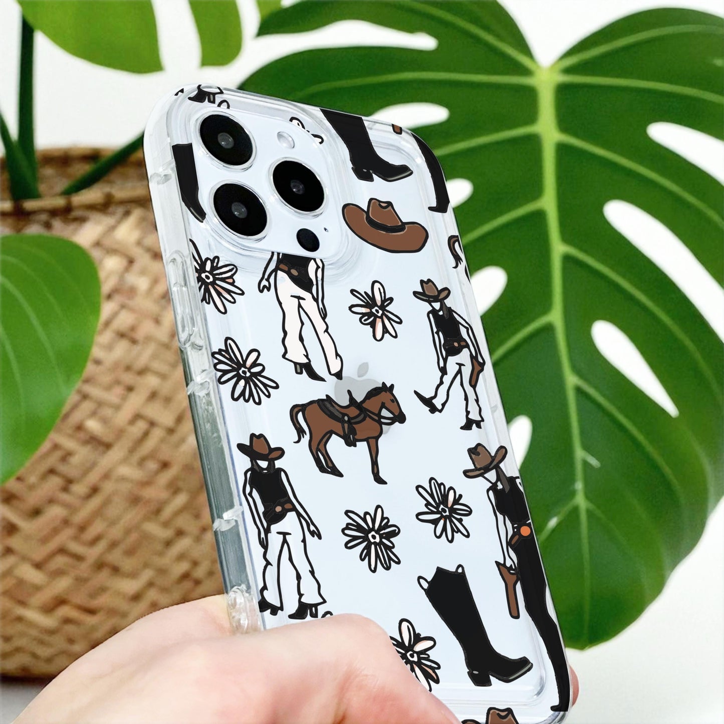 Cowgirl Western Clear Phone Case for iPhone 17 16 15 14 13 12 11 11 Pro Max Mini 7 8 XR XS X Shockproof Silicone Phone Cover Custom Name