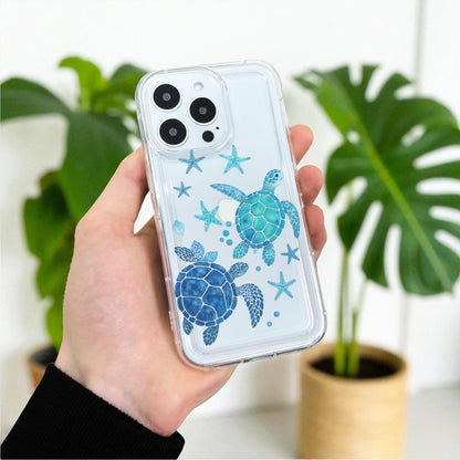 Turtle Starfish Ocean Sea life Clear Phone Case for iPhone 17 16 15 14 13 12 11 11 Pro Max Mini 7 8 XR XS X XR Wallet Shockproof Cover