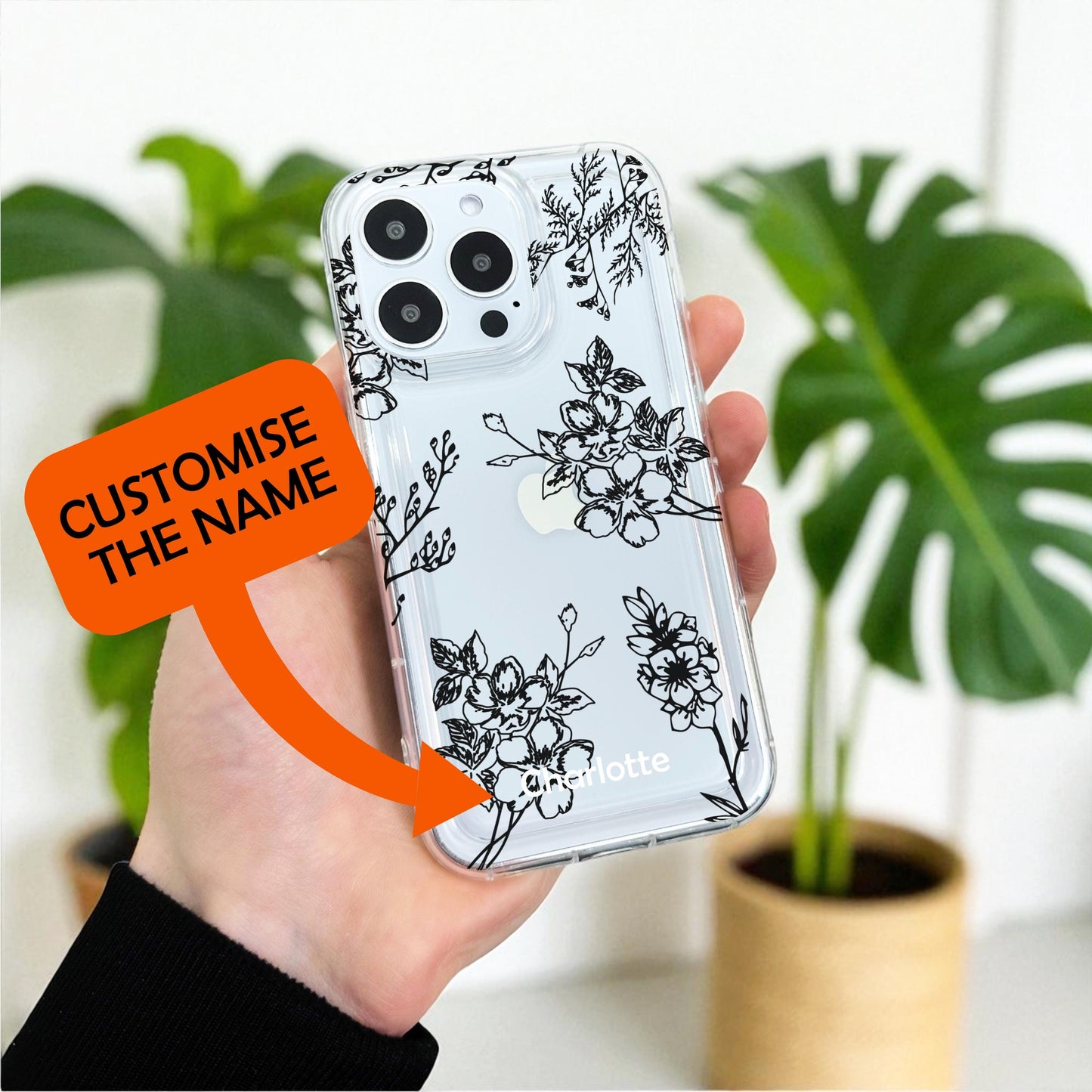 Floral Cute Lavender Clear Phone Case for iPhone 17 16 15 14 13 12 11 11 Pro Max Mini 7 8 XR X Shockproof Slim Phone Cover with Custom Name