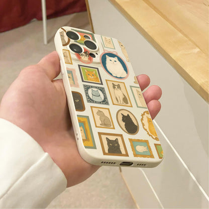 Cute Circus Cat Clown Kitten Beige Phone Case for iPhone 17 16 15 14 13 12 11 11 Pro Max Mini 7 8 XR XS X Shockproof Phone Cover Custom Name